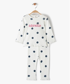 GEMO Pyjama bébé fille 2 pièces en maille côtelée Beige