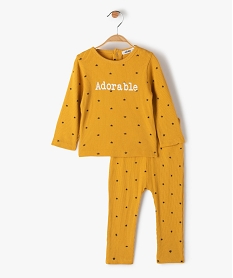 pyjama bebe 2 pieces en maille cotelee jauneF972301_1