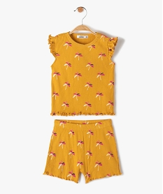 GEMO Pyjama bébé fille 2 pièces en maille côtelée jaune standard