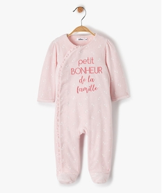 GEMO Pyjama bébé fille en velours avec fermeture devant Rose