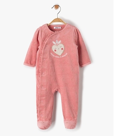 GEMO Pyjama bébé fille en velours avec motifs pailletés Rose