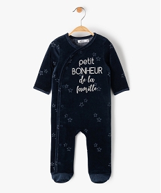 GEMO Pyjama en velours ouverture devant avec message  bébé noir chine