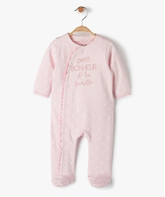 GEMO Pyjama bébé fille fermeture sur l’avant à motifs fleuris Rose