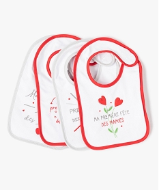 GEMO Bavoirs bébé en coton à motifs Ma première fête (lot de 4) Blanc