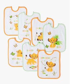 GEMO Bavoir bébé semainier en éponge imprimé Le Roi Lion - Disney (lot de 7) Blanc