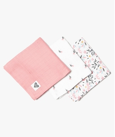 GEMO Langes bébé à motifs fleuris (lot de 3) Rose