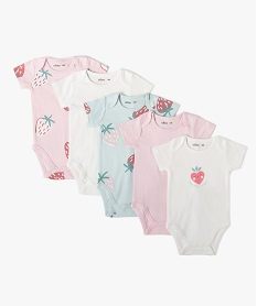 GEMO Body bébé fille à manches courtes encolure américaine (lot de 5) Rose