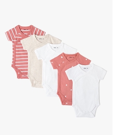 GEMO Body bébé fille à manches courtes fermeture croisée (lot de 5) Rose