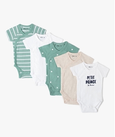 body bebe a manches courtes fermeture croisee (lot de 5) vert body manches courtesF979301_1