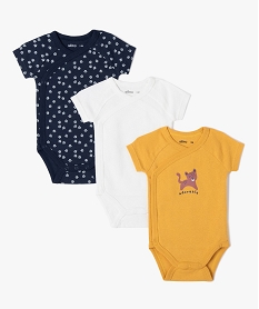 bodies bebe manches courtes fermeture croisee (lot de 3) jauneF980001_1