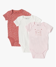 GEMO Body bébé fille à manches courtes thème girly (lot de 3) Rose