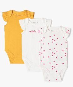 GEMO Body bébé sans manches à épaules volantées 100% coton biologique (lot de 3) Multicolore