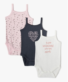 GEMO Body bébé fille à fines bretelles (lot de 3) Rose