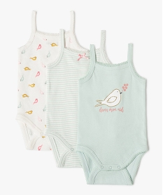 GEMO Body bébé fille à fines bretelles avec touches pailletées (lot de 3) Beige