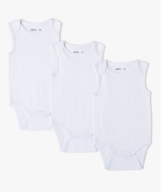 GEMO Bodies bébé sans manches (lot de 3) 100% coton biologique Blanc