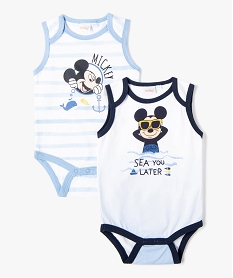 GEMO Bodies bébé sans manches avec motif Mickey (lot de 2) - Disney Bleu