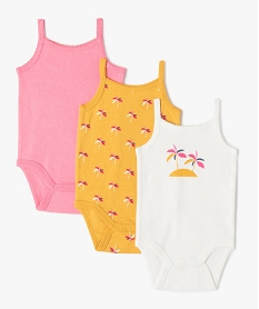 GEMO Body bébé à bretelles et motifs 100% coton biologique (lot de 3) Multicolore