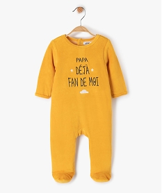 GEMO Pyjama bébé en velours avec inscription sur lavant Vert