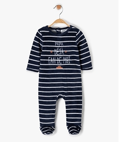 GEMO Pyjama bébé en velours avec inscription sur l’avant navy