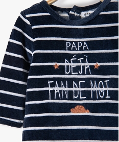 pyjama bebe en velours avec inscription sur lavant bleuF982701_2