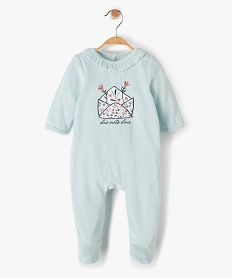GEMO Pyjama bébé fille en velours avec motif et volant sur le col bleu standard