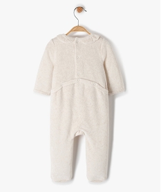 pyjama bebe fille en velours avec motif et volant sur le col beige pyjamas veloursF982901_3