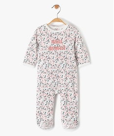 pyjama bebe fille en velours a motifs fleuris avec message blanc pyjamas veloursF983001_1