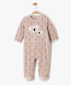 GEMO Pyjama bébé en velours à motif koala sur le buste Beige
