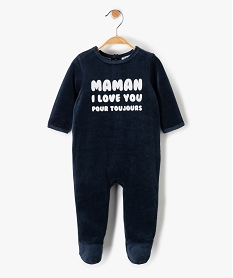 GEMO Pyjama bébé en velours avec message sur le buste navy