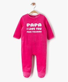 GEMO Pyjama bébé en velours avec inscription Violet