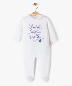 GEMO Pyjama bébé en velours imprimé col Claudine - LuluCastagnette Blanc