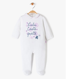 GEMO Pyjama bébé en velours imprimé  col Claudine - LuluCastagnette Blanc