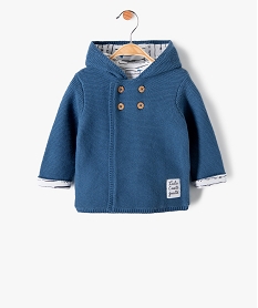 GEMO Gilet bébé fille à capuche avec doublure imprimée - LuluCastagnette Bleu