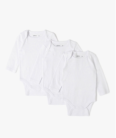 bodies bebe manches longues 100 coton biologique (lot de 3) blancF986901_1