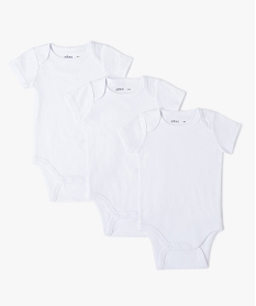 GEMO Bodies bébé manches courtes (lot de 3) 100% coton biologique Blanc