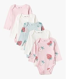 body bebe a manches longues col americain 100 coton biologique (lot de 5) roseF987401_1