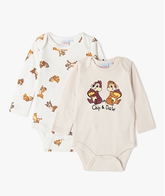 GEMO Bodies bébé manches longues Tic & Tac - Disney (lot de 2) Beige