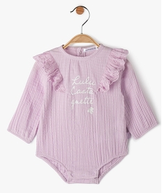 GEMO Body bébé fille en gaze de coton façon blouse - LuluCastagnette Violet