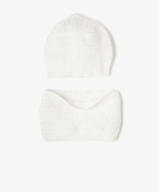 GEMO Ensemble bébé fille 2 pièces (bonnet + tour de cou) Blanc