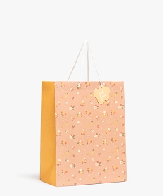 GEMO Pochette cadeau enfant avec motifs fleuris en papier recyclé Rose