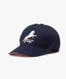 GEMO Casquette fille bicolore à motif licorne irisé Bleu