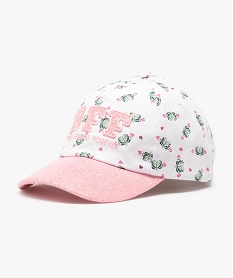 GEMO Casquette fille à motifs et visière pailletée Blanc