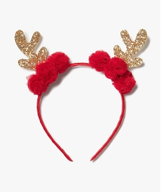 GEMO Serre-tête fille spécial Noël avec cornes de renne Rouge