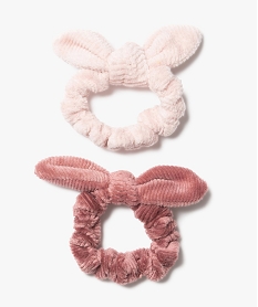 GEMO Chouchou fille en velours côtelé avec nœud (lot de 2) Rose