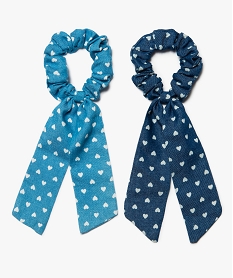 GEMO Chouchous cheveux fille à motifs cœurs (lot de 2) Bleu
