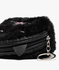 porte-monnaie enfant en peluche chat avec anneau porte-cles noirG008401_2