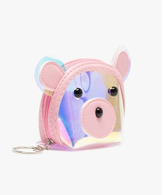 GEMO Porte-clés enfant avec porte-monnaie forme nounours Rose