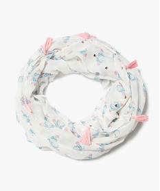 GEMO Foulard fille snood à cœur pailletés et pompons Blanc