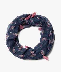 foulard fille snood a cour pailletes et pompons bleuG011401_1