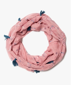 GEMO Foulard fille snood imprimé oiseaux et pompons Rose